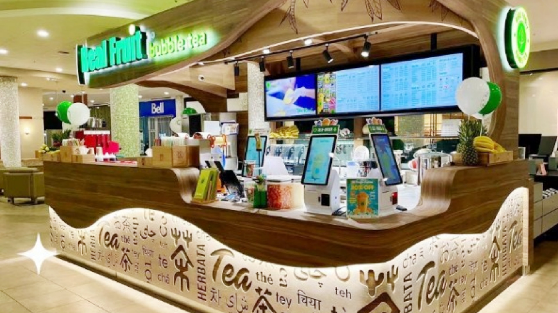 The kiosk significantly reduces labor costs for Real Fruit bubble tea